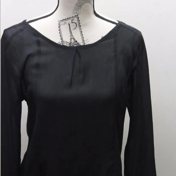 Z Zac Posen Women Black Blouse Made In USA Looks Small Long Sleeve Textured - Picture 2 of 6